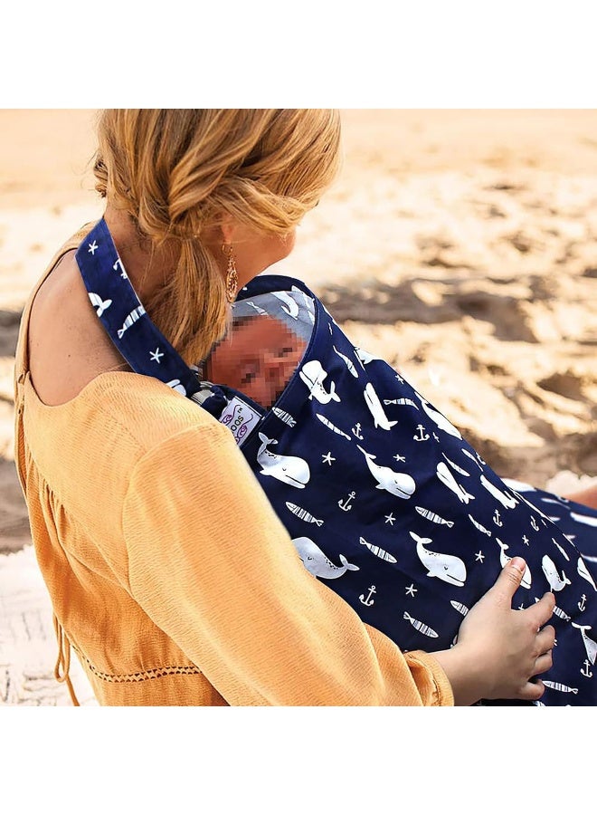 UHINOOS Nursing Cover for Mom Breastfeeding, Baby Privacy Nursing Covers Up Breathable Cotton with Adjustable Hoop for Mother (Blue) - Image 1